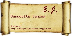 Benyovits Janina névjegykártya